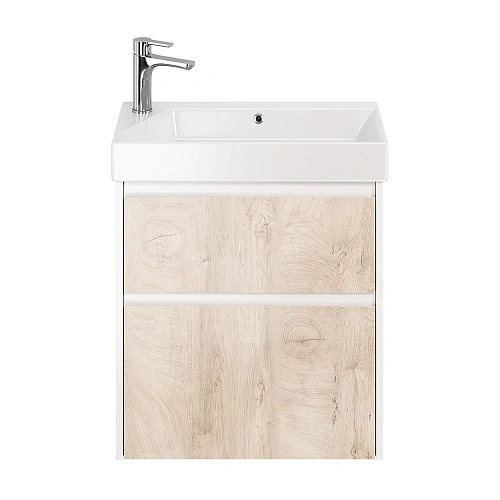 Тумба под раковину DREJA SLIM, 65 см, подвесная/напольная, 2 ящика, белый глянец / дуб кантри 99.050 99.0501 Тумба под раковину DREJA SLIM, 65 см, подвесная/напольная, 2 ящика, белый глянец / дуб кантри 99.050 99.0501