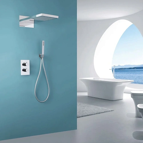 Душевая система ABBER Weiss Insel AF8052 скрытого монтажа без излива, термостат, хром Душевая система ABBER Weiss Insel AF8052 скрытого монтажа без излива, термостат, хром