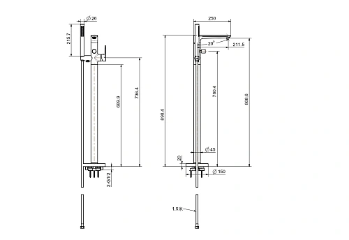 Смеситель для ванны Aquatek НИКА AQ1845MB напольный, черный матовый Смеситель для ванны Aquatek НИКА AQ1845MB напольный, черный матовый