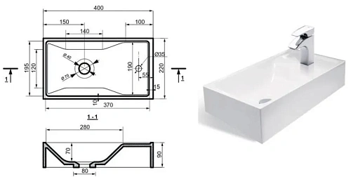 Раковина Эстет Mini silk ФР-00014947 400х220 накладная Раковина Эстет Mini silk ФР-00014947 400х220 накладная