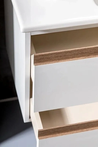 Тумба под раковину Armadi Art CAPOLDA 100 белая + ручка дерево 849-100-WW Тумба под раковину Armadi Art CAPOLDA 100 белая + ручка дерево 849-100-WW