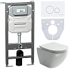 Комплект унитаза Ceramica Nova Metropol Rimless CN4002 c шумоизоляцией CN1000 инсталляцией Envision клавишей смыва Round белый и креплениями CN1001W