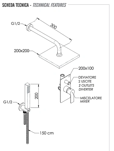 Душевая система Remer Energy EY09LS02O Душевая система Remer Energy EY09LS02O