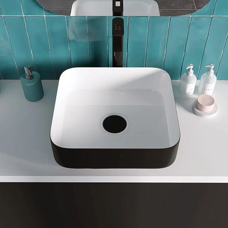 Раковина GROSSMAN Color GR-4042BW (385x385x140) черная белая внутри Раковина GROSSMAN Color GR-4042BW (385x385x140) черная белая внутри