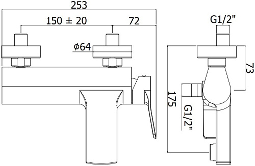 Смеситель для ванны Paffoni Tilt TI022NO Смеситель для ванны Paffoni Tilt TI022NO