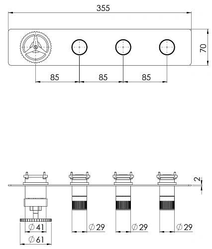 Смеситель для душа Remer Chrono CH98D3WBCFP, черный брашированный хром Смеситель для душа Remer Chrono CH98D3WBCFP, черный брашированный хром