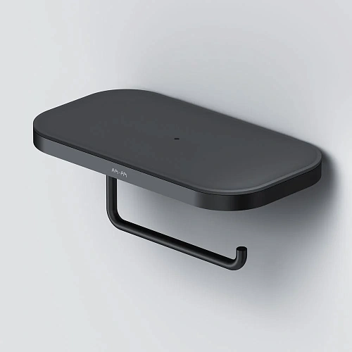 Держатель туалетной бумаги AM.PM Func A8F341422 с полкой, черный Держатель туалетной бумаги AM.PM Func A8F341422 с полкой, черный