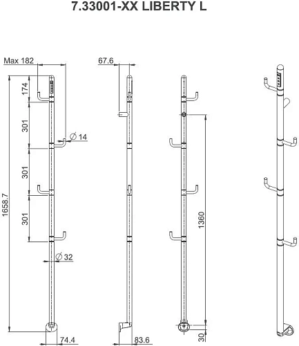 Полотенцесушитель электрический Allen Brau Liberty 1659х182 7.33001-GM графит браш Полотенцесушитель электрический Allen Brau Liberty 1659х182 7.33001-GM графит браш