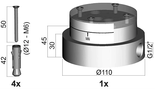 База для установки напольного смесителя Paffoni Light LIG030 База для установки напольного смесителя Paffoni Light LIG030