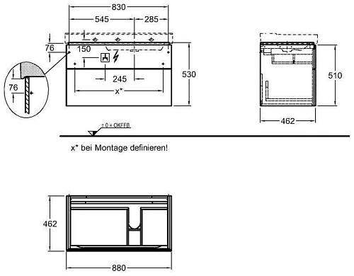 Тумба под раковину Geberit Xeno2 500.516.01.1 88 см Тумба под раковину Geberit Xeno2 500.516.01.1 88 см