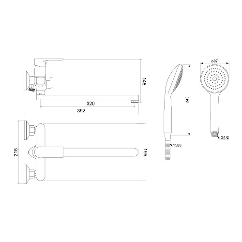 Смеситель для ванны Damixa Apollo 479500000 хром Смеситель для ванны Damixa Apollo 479500000 хром