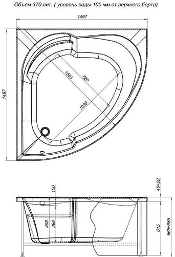 Акриловая ванна Aquanet Bali 150x150 00203906 Акриловая ванна Aquanet Bali 150x150 00203906