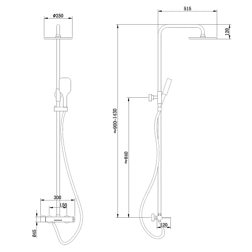 Душевая система ABBER Emotion AF8816GL с изливом, золото матовое Душевая система ABBER Emotion AF8816GL с изливом, золото матовое
