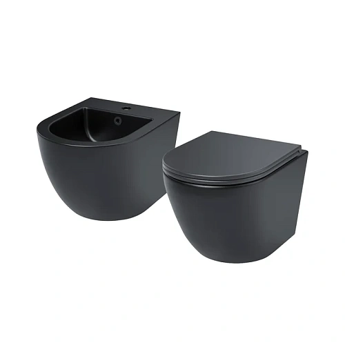 Комплект 2в1: подвесной унитаз и биде IDDIS Blanco (BLAR3BMi73) черный матовый Комплект 2в1: подвесной унитаз и биде IDDIS Blanco (BLAR3BMi73) черный матовый