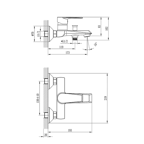 Смеситель для ванны Rossinka RS28-31 Смеситель для ванны Rossinka RS28-31