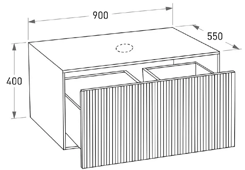 Тумба под раковину Salini Armonia 900x400 27A.1.900.400.14.1 с вырезом под сифон, подвесная Тумба под раковину Salini Armonia 900x400 27A.1.900.400.14.1 с вырезом под сифон, подвесная
