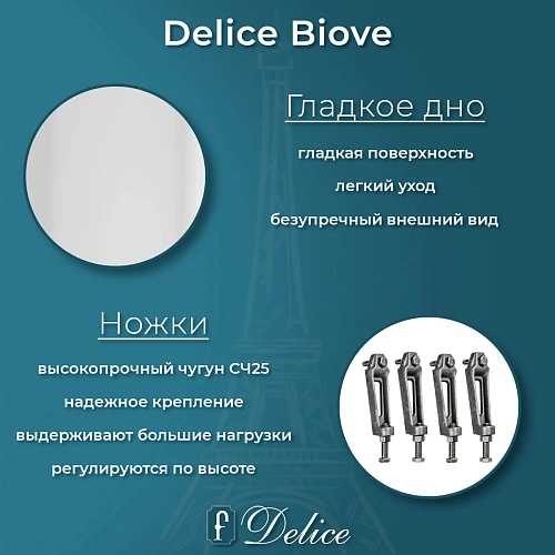 Ванна чугунная Delice Biove 1700х750 с ручками DLR220509R Ванна чугунная Delice Biove 1700х750 с ручками DLR220509R