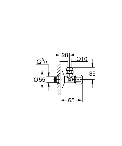 Вентиль угловой 3/8 дюйма GROHE хром (22052000) Вентиль угловой 3/8 дюйма GROHE хром (22052000)