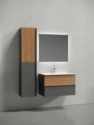 Тумба под раковину Sancos Delta DL80GR 790х445х500 дуб красный/графит, подвесная Тумба под раковину Sancos Delta DL80GR 790х445х500 дуб красный/графит, подвесная