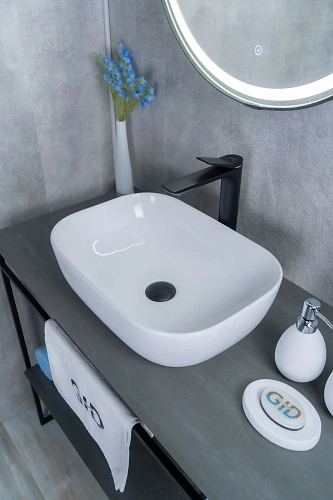 Раковина Gid D1333 51183 накладная белая 46x32.5x13.5 Раковина Gid D1333 51183 накладная белая 46x32.5x13.5