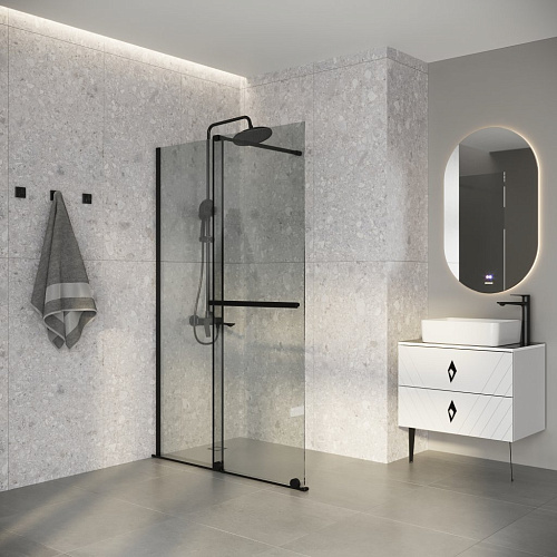 Душевая перегородка Niagara Nova NG-671-90BLACK (90х200) черный матовый, раздвижная, стекло прозрачное Душевая перегородка Niagara Nova NG-671-90BLACK (90х200) черный матовый, раздвижная, стекло прозрачное