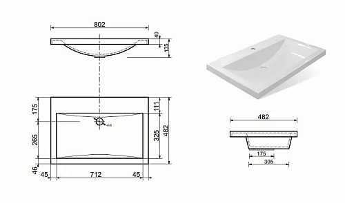 Тумба с раковиной Эстет Monaco Wood ФР-00010675 800х480 подвесная 2 ящика Тумба с раковиной Эстет Monaco Wood ФР-00010675 800х480 подвесная 2 ящика