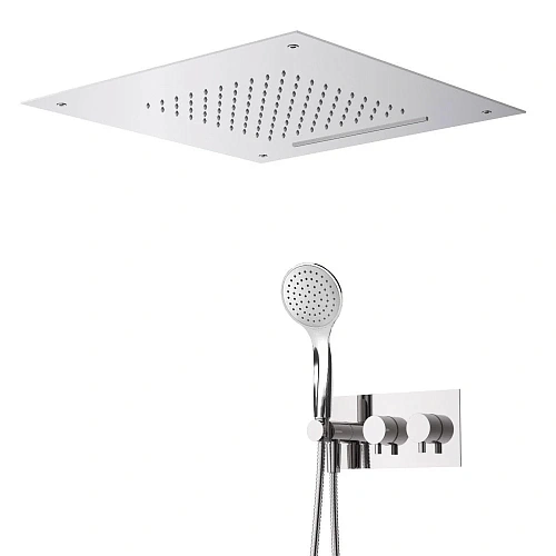 Душевая система CEZARES LEAF-DSIS-T-50-01 встраиваемая, термостатическая, верхний душ 500х500 мм, хром Душевая система CEZARES LEAF-DSIS-T-50-01 встраиваемая, термостатическая, верхний душ 500х500 мм, хром