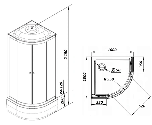 Душевая кабина Parly CM101 1000x1000 профиль белый, стекло тонированное Душевая кабина Parly CM101 1000x1000 профиль белый, стекло тонированное