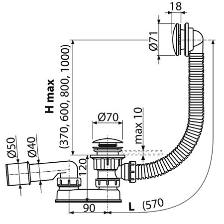 Слив-перелив AlcaPlast A504KM Click Clack Слив-перелив AlcaPlast A504KM Click Clack