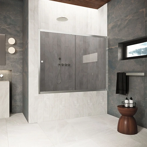 Шторка на ванну Vegas-glass ZV Protec 170 04 07 1700 мм, профиль никель, стекло графит Шторка на ванну Vegas-glass ZV Protec 170 04 07 1700 мм, профиль никель, стекло графит