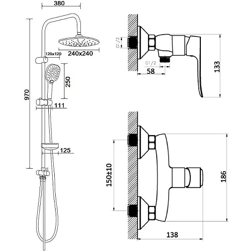 Душевая система Agger Nice A2595200 со смесителем, хром Душевая система Agger Nice A2595200 со смесителем, хром