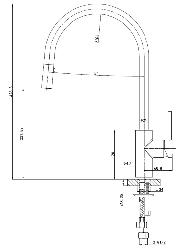 Смеситель для кухни Wonzon & Woghand с выдвижным изливом, хром (WW-422902-CR) Смеситель для кухни Wonzon & Woghand с выдвижным изливом, хром (WW-422902-CR)