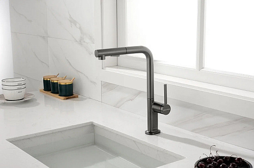 Смеситель для кухни Paulmark NEO вороненая сталь Ne214419-GM Смеситель для кухни Paulmark NEO вороненая сталь Ne214419-GM