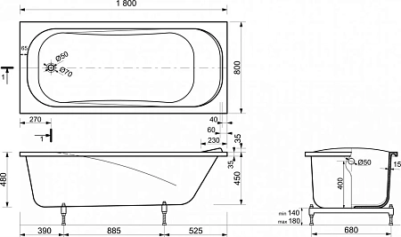Экран фронтальный для ванны Эстет Астра 1700 ФР-00000916 Экран фронтальный для ванны Эстет Астра 1700 ФР-00000916