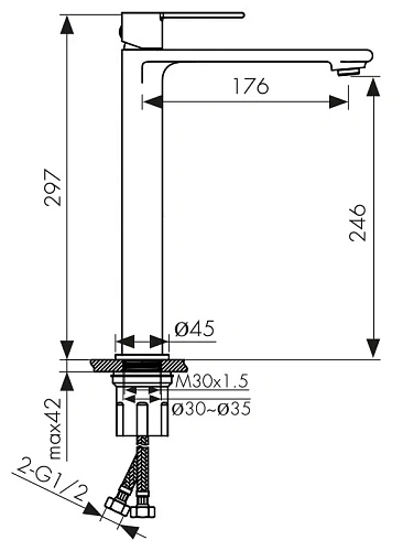 Смеситель для раковины Kaiser Serio 05411-9 Черный матовый Смеситель для раковины Kaiser Serio 05411-9 Черный матовый