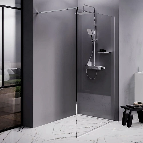 Душевая перегородка AM.PM Func W84WI-120-F1-MTE 120x200, стекло прозрачное 8 мм с покрытием, профиль хром матовый Душевая перегородка AM.PM Func W84WI-120-F1-MTE 120x200, стекло прозрачное 8 мм с покрытием, профиль хром матовый