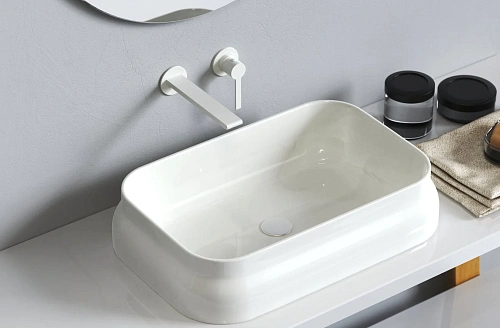 Смеситель для раковины Kaiser Serio настенный белый матовый 05511-4 Смеситель для раковины Kaiser Serio настенный белый матовый 05511-4