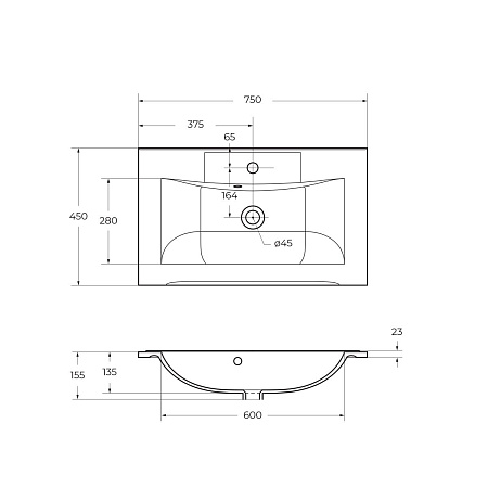 Раковина BelBagno BB750/450-LV-MR-PR 750x450 Раковина BelBagno BB750/450-LV-MR-PR 750x450