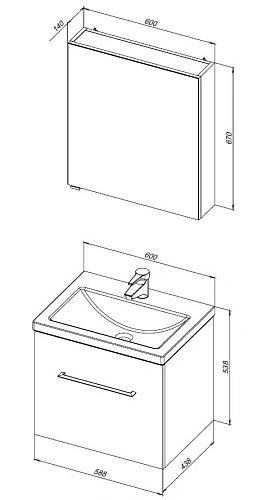 Комплект мебели Aquanet Порто 60 белый 00196676 Комплект мебели Aquanet Порто 60 белый 00196676