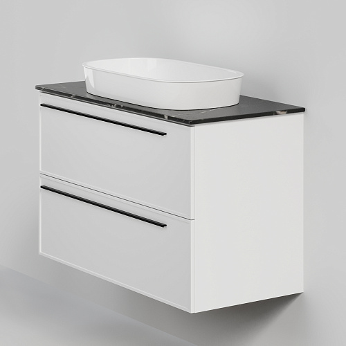 Тумба под раковину La Fenice Elba TWIN Bianco 100 NFNC-01-ELB-B-100-2-3-GB белая матовая с черной столешницей Тумба под раковину La Fenice Elba TWIN Bianco 100 NFNC-01-ELB-B-100-2-3-GB белая матовая с черной столешницей