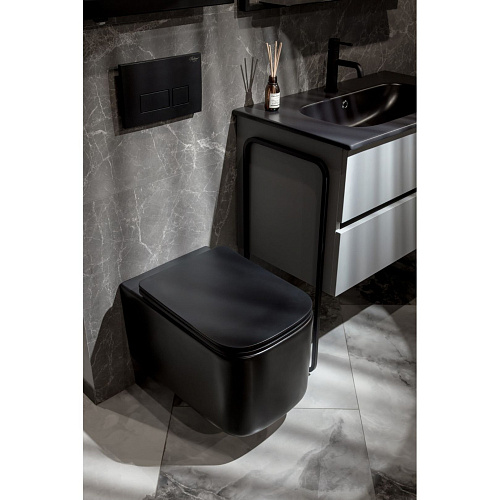 Унитаз подвесной Boheme Mane 970-SET-B черный матовый c крышкой Унитаз подвесной Boheme Mane 970-SET-B черный матовый c крышкой
