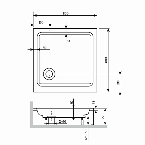 Душевой поддон RGW Acryl STYLE 800x800 мм 16180188-11 квадратный белый Душевой поддон RGW Acryl STYLE 800x800 мм 16180188-11 квадратный белый