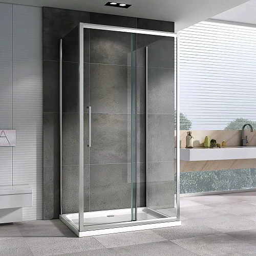 Душевой уголок ABBER Schwarzer Diamant AG30110H-S75-S75 110x75 см универсальный, профиль хром, стекло прозрачное Душевой уголок ABBER Schwarzer Diamant AG30110H-S75-S75 110x75 см универсальный, профиль хром, стекло прозрачное