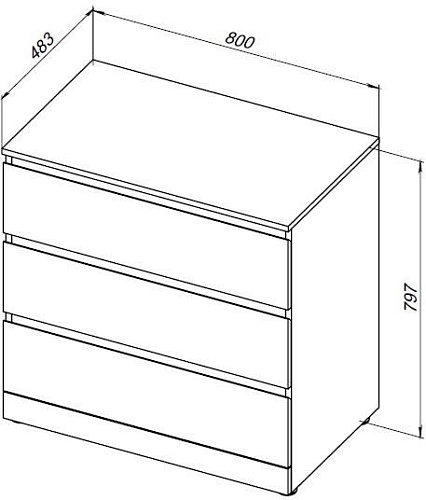 Комод Aquanet Сканди 800x480 Дуб крафт (3 ящика) 00302544 Комод Aquanet Сканди 800x480 Дуб крафт (3 ящика) 00302544