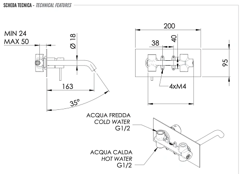 Смеситель для раковины Remer X Style X15Q Смеситель для раковины Remer X Style X15Q