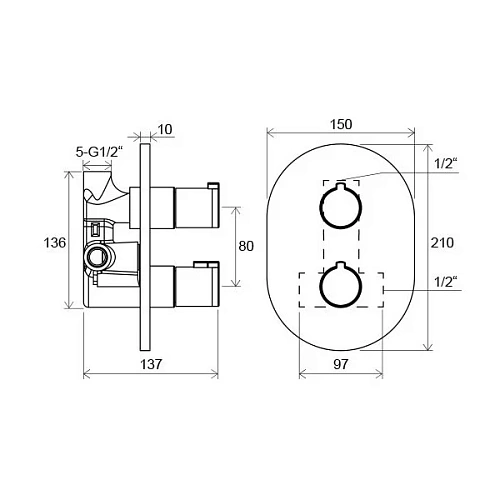 Смеситель для душа Ravak Chrome CR 064.00 X070095 термостатический Смеситель для душа Ravak Chrome CR 064.00 X070095 термостатический