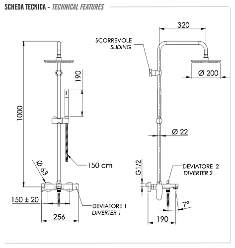 Душевая система Remer Class Line L34X7MMM20DO, золото глянцевое Душевая система Remer Class Line L34X7MMM20DO, золото глянцевое