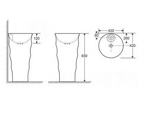 Раковина CeramaLux G309 напольная, белый Раковина CeramaLux G309 напольная, белый
