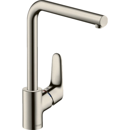 Смеситель для кухни hansgrohe Focus с L-образным поворотным изливом, сталь 31817800 Смеситель для кухни hansgrohe Focus с L-образным поворотным изливом, сталь 31817800