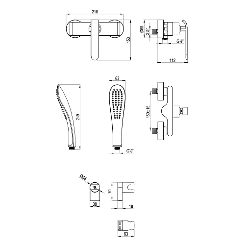 Смеситель для душа Lemark Melange LM4933CW, хром/белый Смеситель для душа Lemark Melange LM4933CW, хром/белый